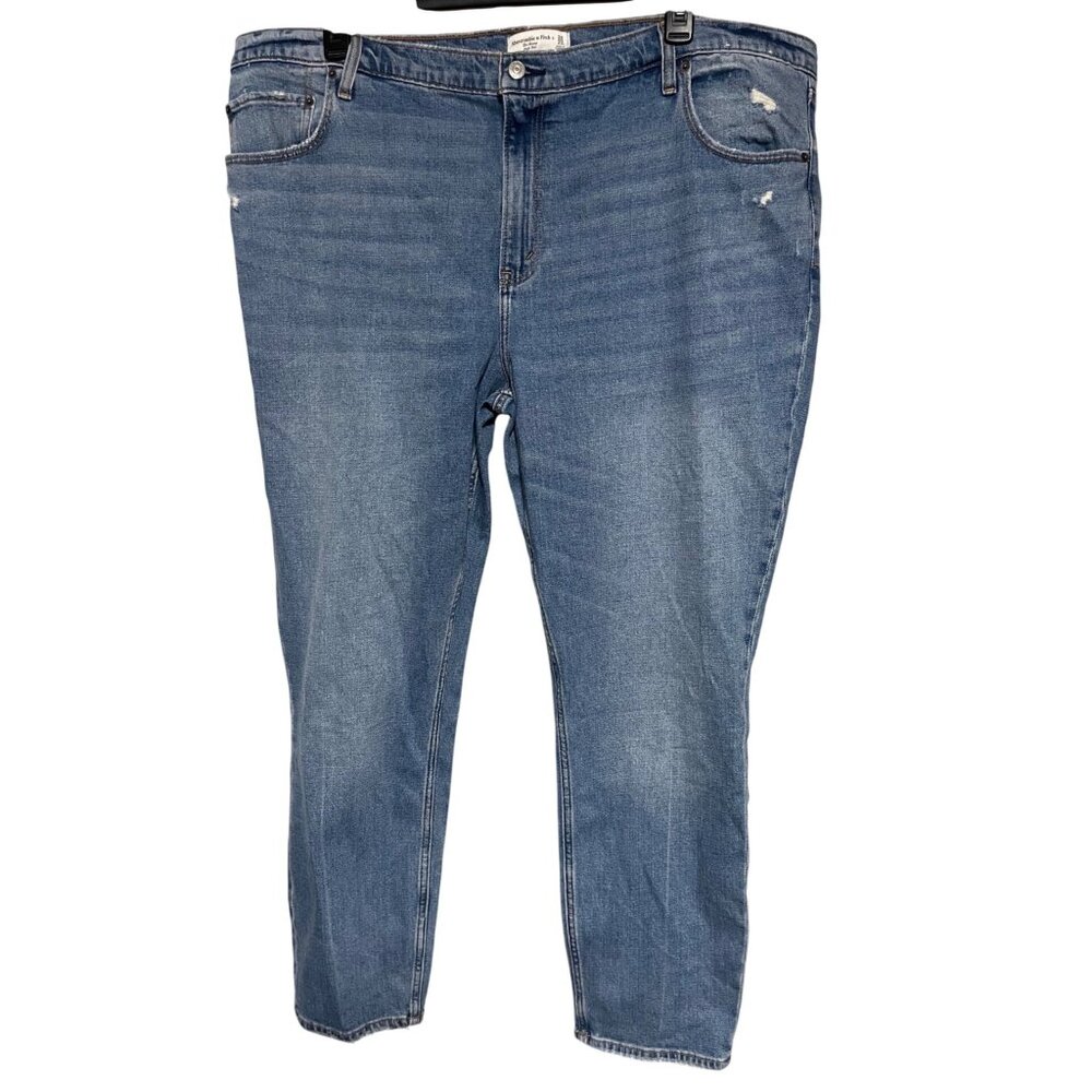 Abercrombie & Fitch High-Rise Skinny Jeans Distressed Hem Size 22L Lt Wash